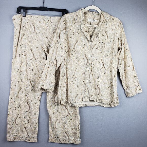 Pottery Barn Other - Pottery Barn Size‎ S Pajama Set Beige Paisley Neutral Rustic Timeless Loungewear